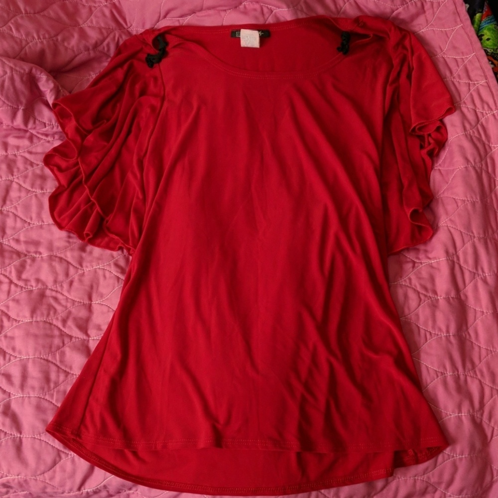 Red blouse with flowy sleeves (BOGO sale)
